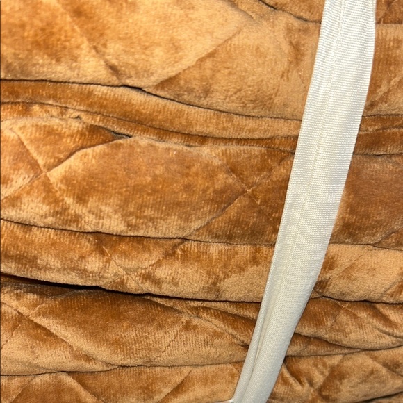 Threshold King Luxe Diamond Stitch Velvet Quilt. Camel - Picture 9 of 9